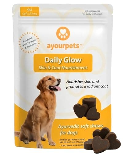 Ayourpets Dog Allergy Chews for Itchy Skin, Hot Spots, Paw Licking & Itchy Ears – Holistic Herbal Omega-3 Anti Itch Support with Turmeric & Shatavari – Fish Flavor – 90 Count