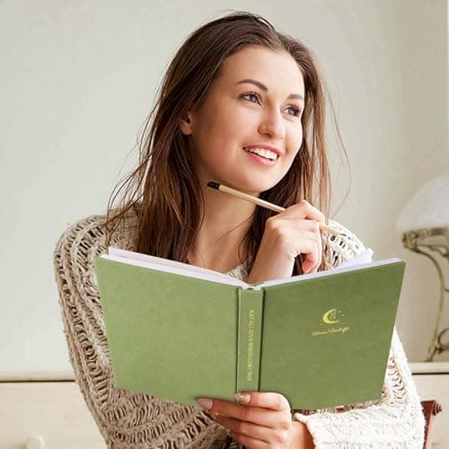 CAGIE Lined Journal Notebook for Women Men, A5 Hardcover Linen Journals for Writing 256 Pages, Aesthetic Womens Diary, Gifts 8.3'' x 5.7'' Light Olive - Thumbnail 5