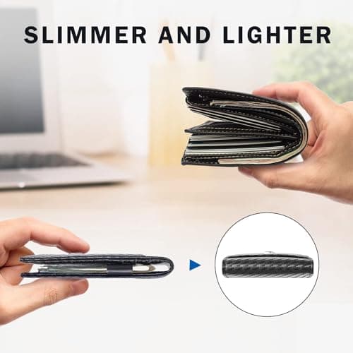 Tipmile Money Clip Wallet for Men RFID Blocking Minimalist Slim Bifold Front Pocket Wallet, Black Carbon Fiber - Thumbnail 4
