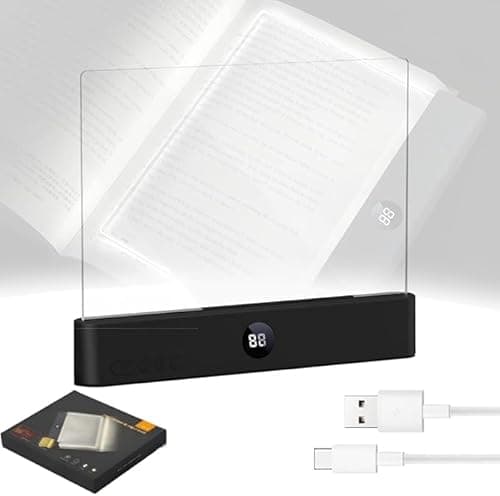 TWINPAIR LED Book Light for Reading, USB Rechargeable Flat Reading Lamp with Full Page Light, 3 Colors 2 in 1 Night Light, Dimming & Timer Reading Lights for Book Lovers, Students, Readers (Black) - Image 1