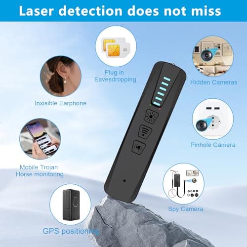 SnapDetect Hidden Camera Detectors,GPS Tracker Detector,Camera Detector Spy Camera Finder,25H Working Time,Travel-Friendly Size S500 (Black) - Thumbnail 3