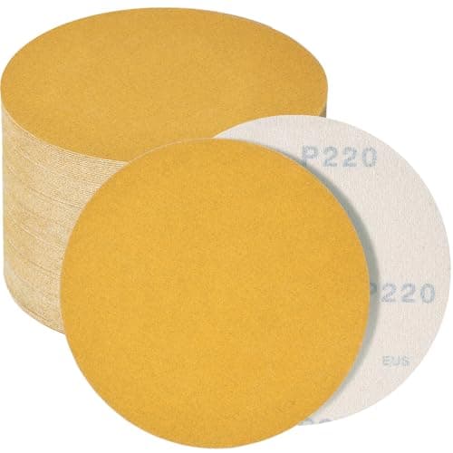 WEWINK PLUS 6-Inch No-Hole Hook and Loop Sanding Discs, 220-Grit Random Orbital Sandpaper for Automotive and Woodworking Metal - Image 1