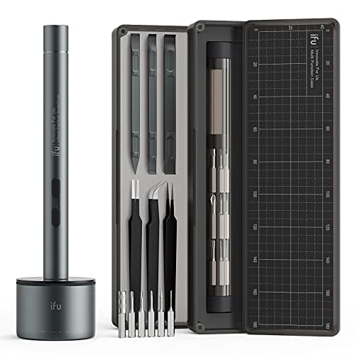 iFu Mini Electric Screwdriver, 42-in-1 Precision Screwdriver Set, Cordless, Magnetic Storage, 5/32''Hex, For Electronics Phone Camera Laptop Watch - Grey - Image 1
