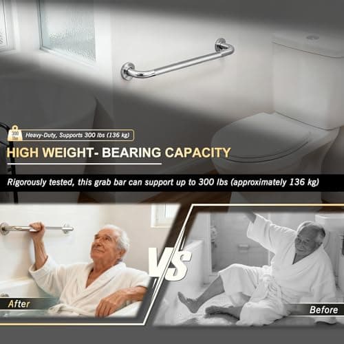 supregear Grab Bars for Bathtubs and Showers, Anti Slip Bathroom Grab Bars for Seniors, 304 Stainless Steel Safety Shower Handle, Toilet Handicap Elderly Assist Bathroom Wall Handle, 32 inch - Thumbnail 4