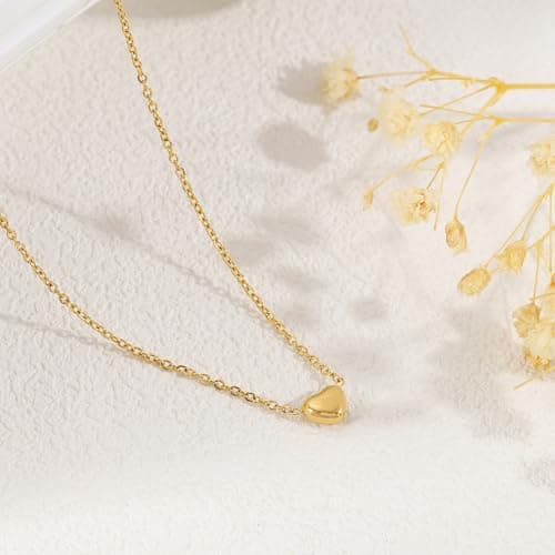 BAYLAY Heart Necklaces for Women Girls, 18K Gold Plated Cute Tiny Heart Necklace Dainty Gold Necklace for Women Teen Gold Jewelry Valentines Mothers Gifts for Her Mom Grandma Wife - Thumbnail 6