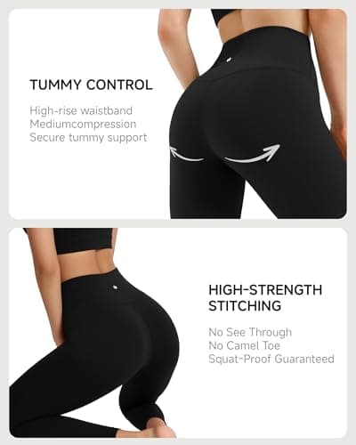 MXYMXY 25" High Waist Yoga Pants for Women – Quick Dry Sculpting Leggings Tummy Control Squat Proof Hidden Pocket for Running Black - Thumbnail 3