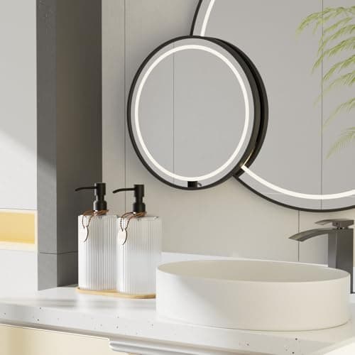 18Oz Soap Dispenser Set with Black Stainless Steel Pump & Wood Tray - Vertical Stripe Design Refillable for Dish Soap & Hand Soap, Fits Kitchen & Bathroom Countertops - Thumbnail 5