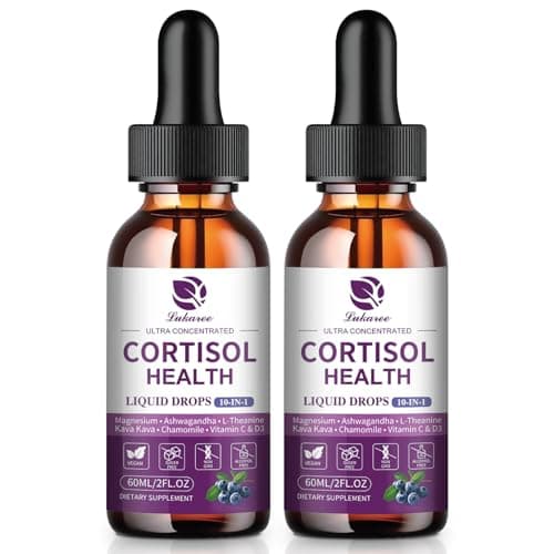Lukaree Cortisol Supplements for Women, 10 in 1 Cortisol Reducer Detox with Ashwagandha, L-theanine, Kava Kava, Magnesium, Lower Cortisol, Mood, Focus, Sleep Support - 2 FL.OZ, Blueberry Flavor - Image 1