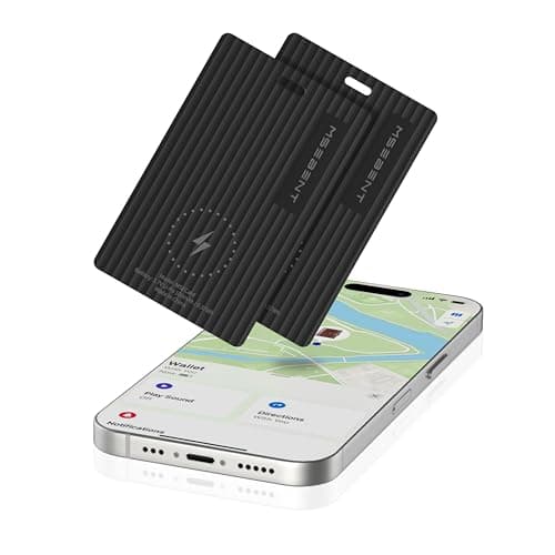 Slim Wallet Tracker Card 2 Pack, [Apple MFi Certified], Wireless Charging Bluetooth Finder, Credit Card Size Locator, IP67 Waterproof, Works with Apple Find My for Wallet, Keys, Bags, iOS Only - Image 1