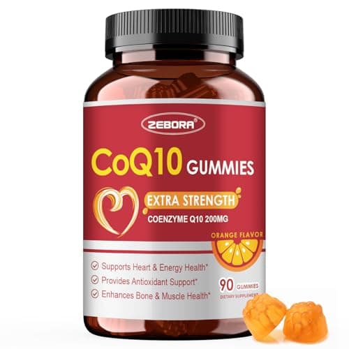 ZEBORA CoQ10 200mg Gummies, High Absorption Coenzyme Q10 Supplements with Omega-3, Heart & Energy Support, Powerful Antioxidant, Bone & Muscle Health, Orange Flavor, 90 Gummies - Image 1