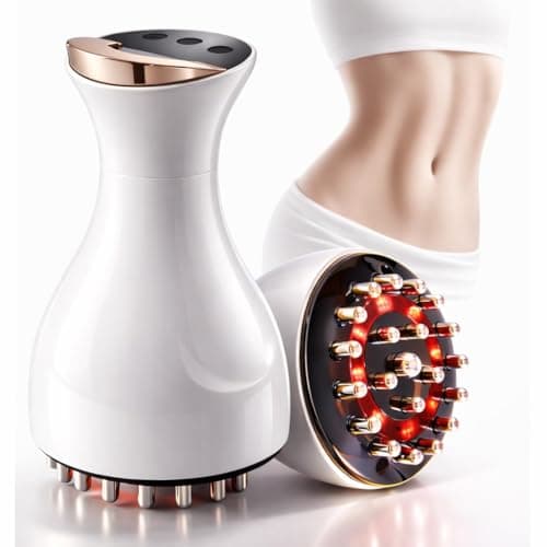 AMAWIN Lymphatic Drainage Body Massager & Anti Cellulite Massage Tool, Electric Body Sculpting Massager for Legs, Arms & Belly with Microcurrent, Light, Heat & Vibration (White)