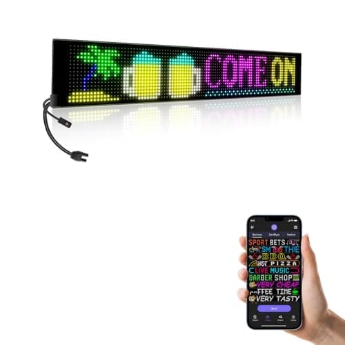 Large Programmable Indoor Windows LED Signs, P10 Resolution LED Sign,Bluetooth APP, for Cars Business Bars Gaming Rooms Restaurants Festivals (39"x 8") - Image 1