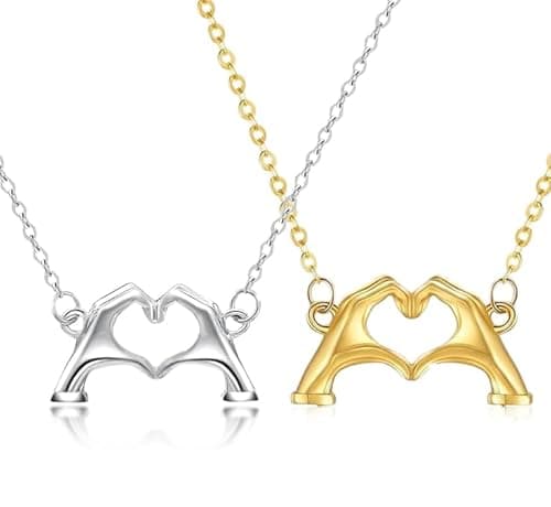 HBFKL 2PCS Necklace Outfits Jewelry Accessories Heart Hands Matching Necklaces for 2 Girl BFF Sister Inspired Merch Friendship Stuff Jewelry Gift for Music Lover - Image 1