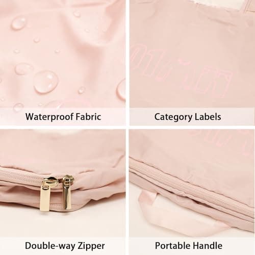6 Set Compression Packing Cubes for Travel, Gifts for Women Mom, Anti-Tearing Suitcase Organizer for Luggage with Shoe & Hanging Toiletry Bag, Vacation Essentials & Accessories for Cruise Ship, Pink - Thumbnail 6