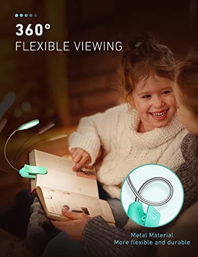 Monotremp Book Lights for Reading at Night in Bed, 80 Hours Runtime Rechargeable Reading Lights for Books in Bed, 3 Brightness Levels × 3 Color Temperatures, 1.3 oz Lightweight - Thumbnail 5
