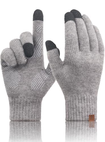 TRENDOUX Cold Weather Gloves for Men: Winter Touch Screen Merino Wool Big Hand Gloves, Mens Warm Lined Non-slip Soft Glove for Outdoor Hiking Driving Running Typing Gift X-Large Size MIDGRAY - Image 1