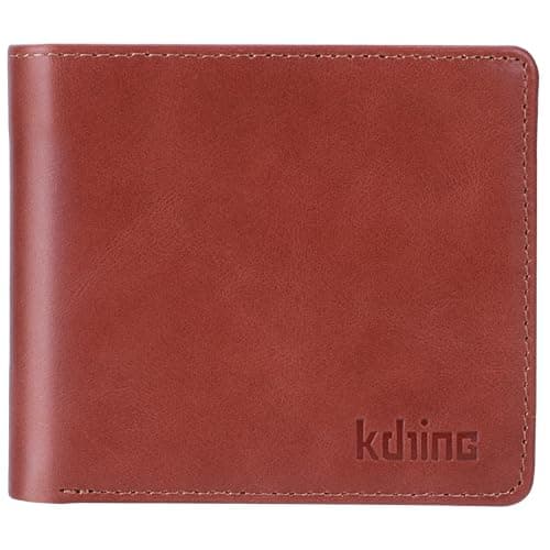KDHing Leather Wallet for Men | RFID Blocking | Extra Capacity Bifold Wallet with 2 ID Windows | Ultra Strong Stitching | Slim Billfold with 8 Card Slots | Gift for Him (Cognac) - Image 1