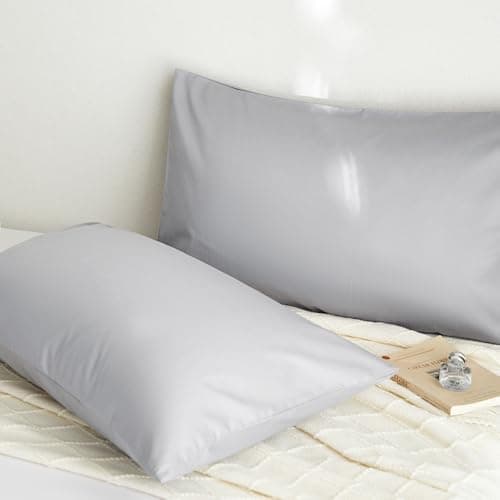 DCSKY Organic Cotton Queen Pillowcases - Set of 2, 800 Thread Count Cotton Pillowcases - Soft and Breathable Envelope Closure Pillow Cases - 20x30 Pillow Covers for Bed,Grey - Image 1