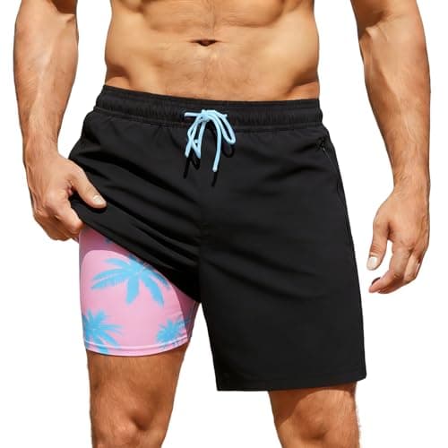 CoozySphere Mens 7 Inch Swim Trunks Quick Dry Bathing Suit 7 inch Inseam Board Shorts with Compression Liner and Zipper Pocket XXL - Image 1