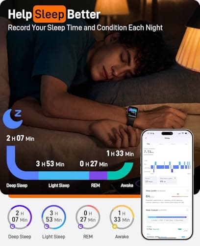 Smart Watches for Women Men, 2025 Smartwatch 1.85''Alexa Fitness Tracker Smart Watch Compatible for Android iPhone with Bluetooth Call (Answer/Make), 3ATM Waterproof Heart Rate/Sleep/SpO2 Monitor 120+ - Thumbnail 4