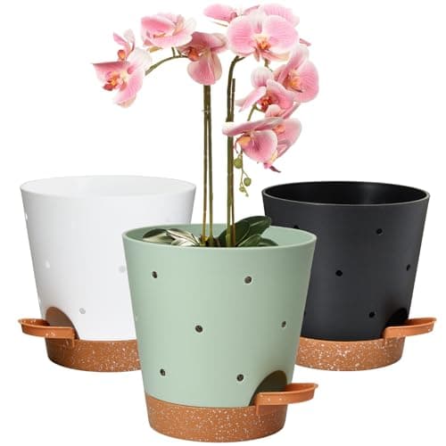 Vanslogreen Orchid Pots with Holes, 6 Inch Self Watering Orchid Pot 3 Pack Plastic Plant Pots for Orchid, Flower (Multicolor) - Image 1