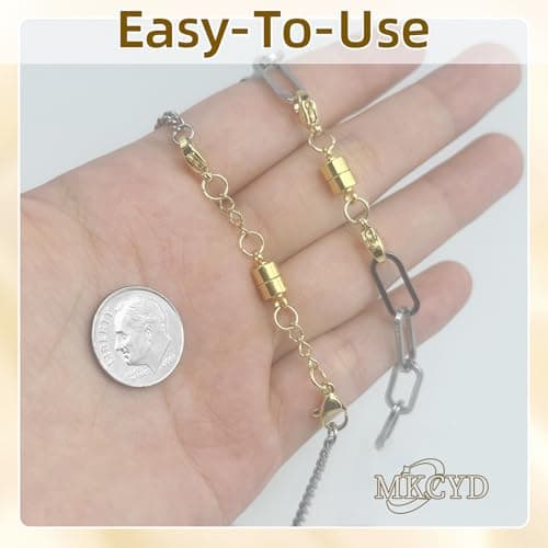 MKCYD Necklace Extender with Magnetic Clasps, Gold Magnetic Necklace Clasps and Closures with Necklace Extenders for Women - Thumbnail 5