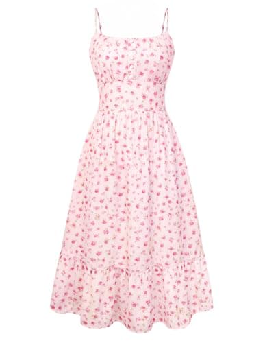 Belle Poque Floral Dress for Women 2026 Summer Sleeveless Flowy Ruffle Midi Dresses Elegant Wedding Guest Dress X-Large - Image 1