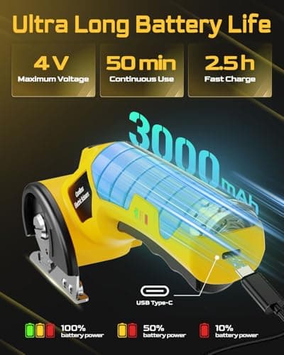 BaycoreX Cordless Electric Scissors,3000mAh Cardboard Cutter Rechargeable,Electric Box Cutters with 2 Blade, 4V Upgrade Motor,Safety Lock & LED Light, Powerful Cutting Tool for Paper,Carpet - Thumbnail 4