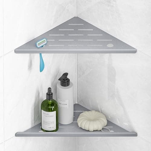 Corner Shower Shelf with Rozar Hole,Rustproof Stainless Steel Corner Shower Caddy Organizer Modern Sturdy Shower Shelf for Inside Shower 10" Large Capacity No-Drill Rack Storage Bathroom Accessories - Image 1