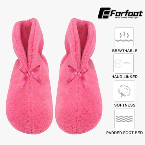 Forfoot Slipper Boots, Womens House Fluffy Slipper Indoor and Outdoor Non-Slip Boot Home Winter Office Shoes Bedroom Slippers Boots Rose Red Women Slippers Size 8 - Thumbnail 3