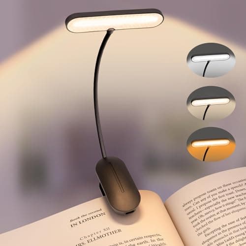Clip-On Book Light for Reading at Night - Rechargeable 14 LEDs with 3 Color Modes & Stepless Dimming, Eye-Care USB-C Charging, 70-Hours, 360° Flexible Gooseneck - Perfect for Books, Bedtime Reading - Image 1
