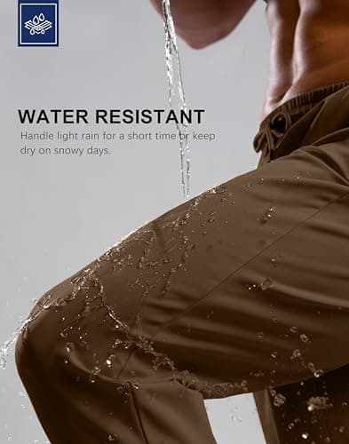 G Gradual Men's Fleece Joggers with Zipper Pockets Winter Warm Pants Water Resistant Athletic Workout Gym Sweatpants for Men(Brown,L) - Thumbnail 6