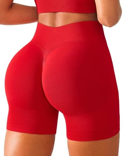 BRXL Compression Impact Shorts for Women Scrunch Butt Lifting Plus Size Seamless High Waist Workout Gym Spandex Shorts Red XL - Image 1