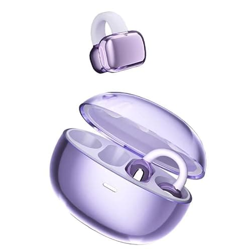 Molufeibe Open Ear Earbuds Wireless Bluetooth - Clip on Ear Buds Comfortable for All Ears， ENC Noise Cancelling Headphones with 50H Play Time, IPX5 Waterproof for Sports - Purple - Image 1