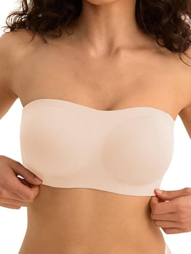 Cuteio Wireless Strapless Bras for Women, XL, Seamless Bandeau Bralette with Light Padding, Anti-Slip Tube Top Bra Skin - Image 1
