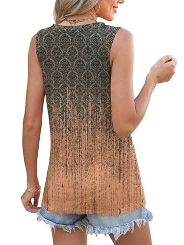 SLOWCOLIN Womens Tank Tops Loose Fit V Neck Tank Tops for Women Summer Casual Sleeveless Shirts Gray Floral S - Thumbnail 5