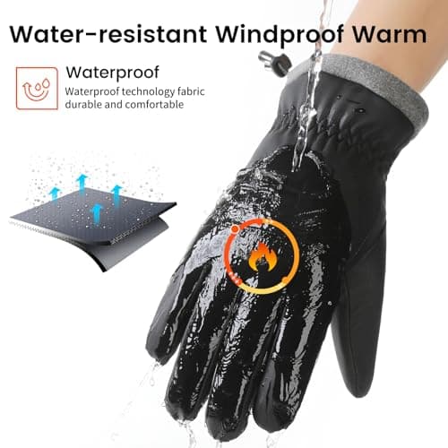 apaepr Winter Ski Gloves for Men & Women, Waterproof Insulated Cold Weather Work Gloves, Touchscreen Snow Gloves for Skiing, Snowboarding, Running, Cycling, Winter Work (Large, Black - Thumbnail 4
