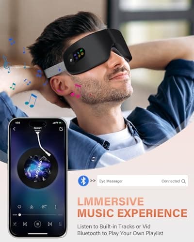 ZZR SEVEN Eye Massager with Heat, 7 Heating and Vibration Modes, Eye Mask, Birthday Gifts for Women, Men, Friend, Mom and Dad, Sleep Mask for Relax, Migraine Relief, Improve Sleep, Black - Thumbnail 5