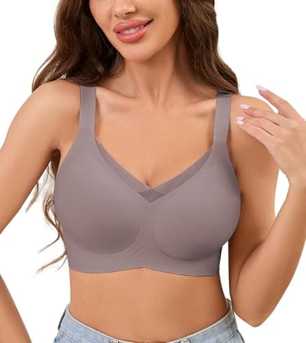 POSESHE Comfortable Seamless Full Coverage Bra for Women Wireless Bras with Soft Support Regular and Plus Size Grey - Image 1