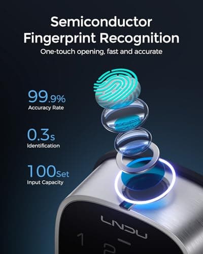 LNDU WiFi Smart Video Lock, 5-in-1 Fingerprint Keyless Entry Door Lock with App Control, Two-Way Audio, Dual Motion Sensors - Thumbnail 6