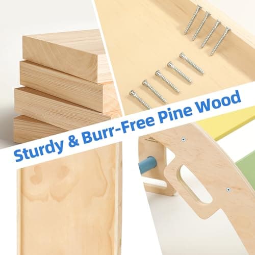 VENSEEN Baby Pikler Triangle Set with Cushion, 9-in-1 Foldable Wooden Climbing Toys for Toddlers, Indoor Montessori Jungle Gym Set for Kids Birthday Gift - Thumbnail 6