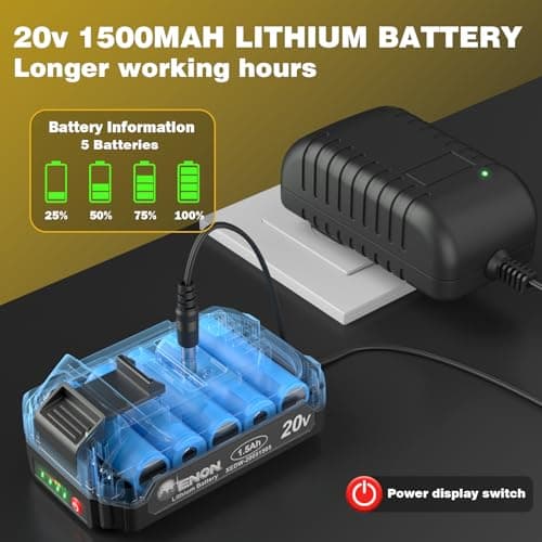 20V Cordless Leaf Blower with Battery & Charger - 4-Speed Electric Blower with 92CFM, Lightweight for Quick Yard Cleanup, Patio, Driveway & Dust Removal - Complete Lawn Care Blower Kit - Thumbnail 4