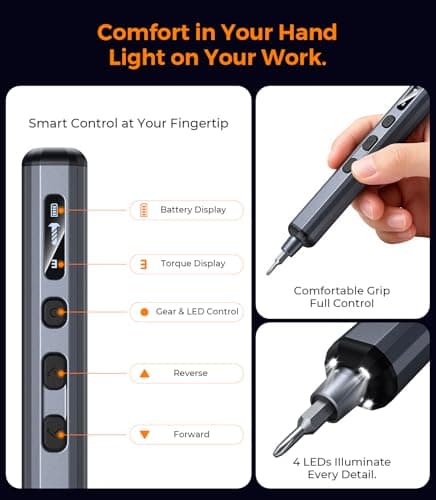Wesdut 76-in-1 Mini Electric Screwdriver Set, [Precise Torque Control] Magnetic Power Precision Screw driver, Rechargeable Tiny Cordless Repair Tool Kit, for Eyeglass, Watch, Computer, PS5, Electronic - Thumbnail 6