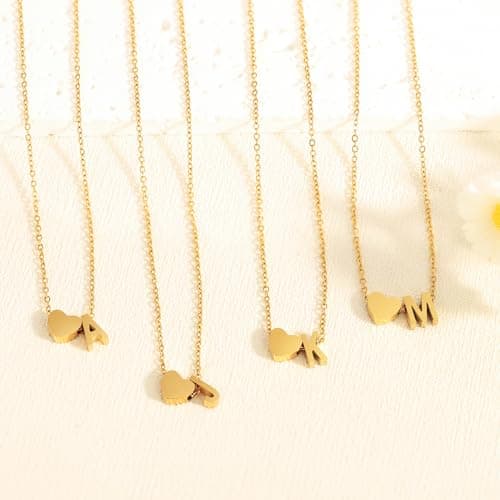 JNZSSWHJJH Initial Necklaces for Women, 18K Gold Plated Letter E Initial Necklace Heart Necklace Dainty Gold Initial Necklaces for Women Teen Girl Gifts Trendy Stuff Stocking Stuffers for Girl - Thumbnail 5