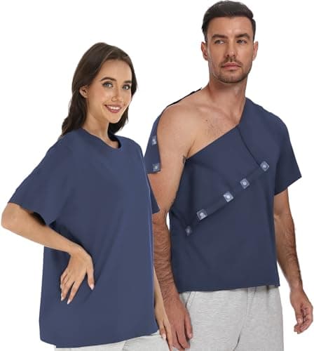 Recorah Post Surgery Shirt for Men Women - Adaptive Tear Away Clothing with Magnetic Closures for Easy One-Handed Dressing - Shoulder, Mastectomy & Dialysis Recovery Wear - Image 1
