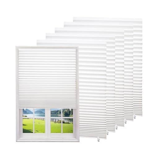 Changshade 6-Pack Temporary Light Filtering Paper Blinds for Window, Cut to Size Adhesive Paper Shades, Stick on Pleated Blinds,No Drill Easy Install,36" W x 72" H,White - Image 1
