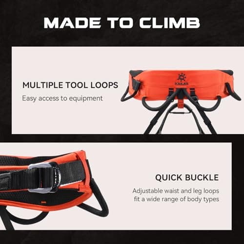 KAILAS Safety Climbing Harness Professional Mountaineering Lightweight Rock Climbing Gear Protect Waist Safety Belt Orange Red M - Thumbnail 5