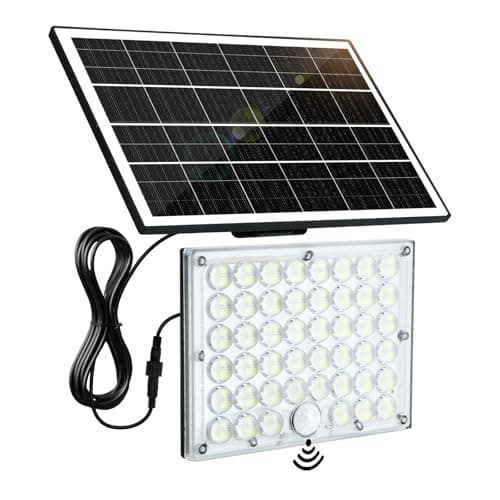 Solar Motion Lights Outdoor,3600LM Bright 184 LEDs 3600mAh Larger Solar Panel Security Lights,3 Modes Flood Lights Outside 6500K IP65 Waterproof for Yard,Garage,Patio,16.4ft Cord - Image 1