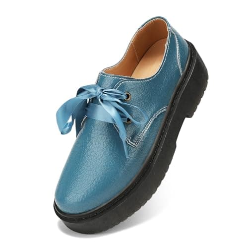 BEAUSEEN Women's Vegan Leather Platform Chunky Loafers Clssic Penny Loafers Slip On Comfort Business Work Office Dress Walking Shoes Blue,11 US - Image 1