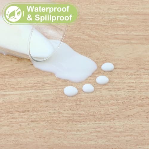 Smiry Rectangle Table Cloth, Waterproof Vinyl Tablecloths with Flannel Backing, Wipeable Spillproof Plastic Wood Grain Table Cover for Dining, Indoor and Outdoor (Beige, 60 "x 84") - Thumbnail 3